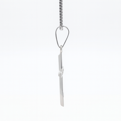 PX120 Steling Silver Rhodium Cross with "Faith in God" and "KT" engraved on the Back